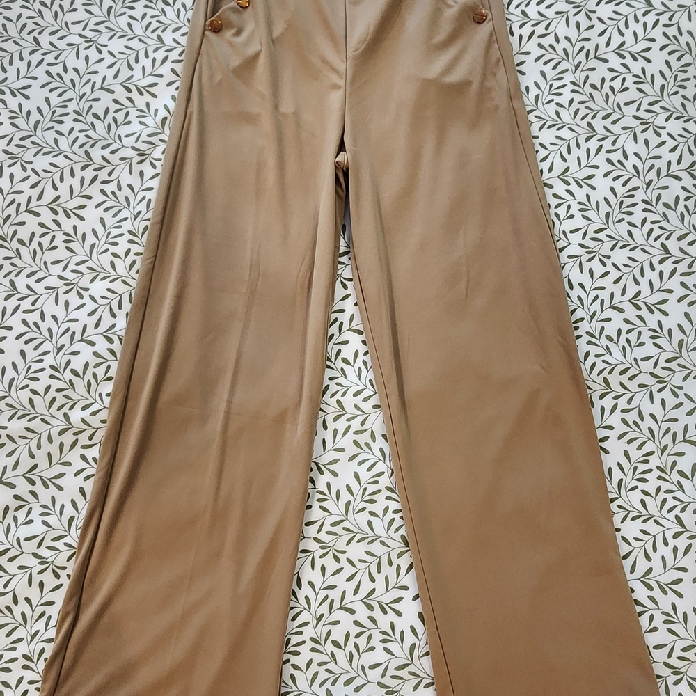 Women's Wide Leg Pants High-Rise Tan Size 29
